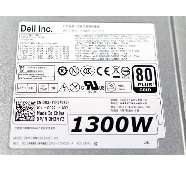Dell Precision 1300W Workstation Power Supply T7910 T7810 T5810