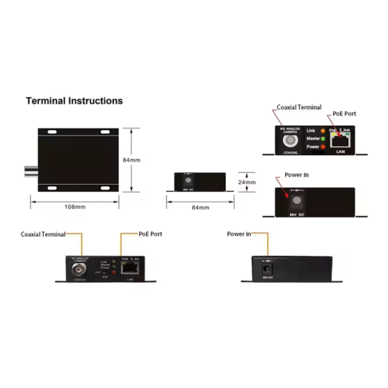 GXCOM EA512P PoE Extender 500M 100Mbps For IP Camera CCTV