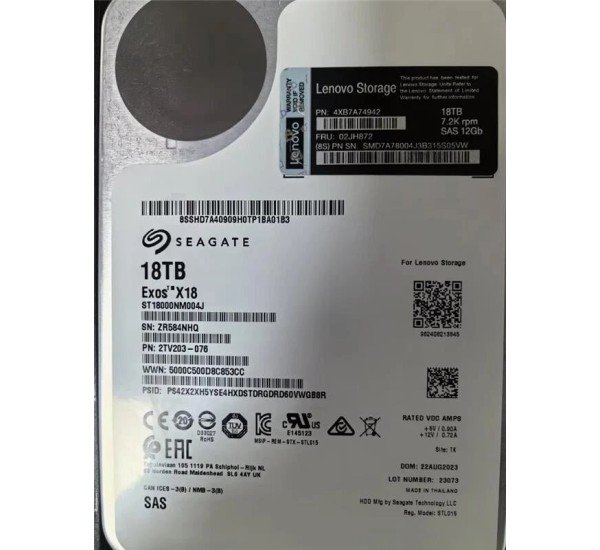 Lenovo 02JH872 / 4XB7A74942 18TB 3.5-inch SAS 12Gbps 7200RPM Hard Drive for ThinkSystem Enterprise Server Storage