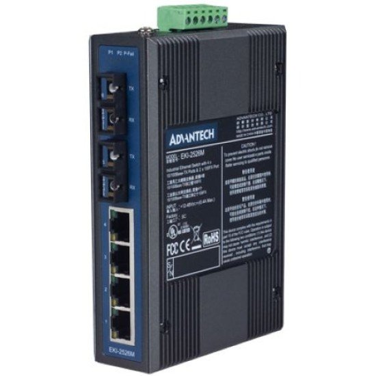 Advantech EKI-2526M – 4+2 Port PoE Industrial Ethernet Switch