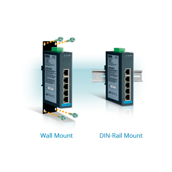 Advantech EKI-2725F – 4GE+1SFP Gigabit Unmanaged Industrial Ethernet Switch