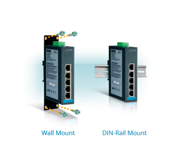 Advantech EKI-2725F – 4GE+1SFP Gigabit Unmanaged Industrial Ethernet Switch