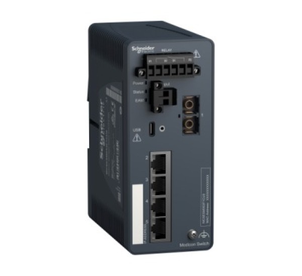 Schneider Electric ConneXium MCSESM063F2CS0 – 6-Port Managed Switch (4×RJ45 + 2×SC)