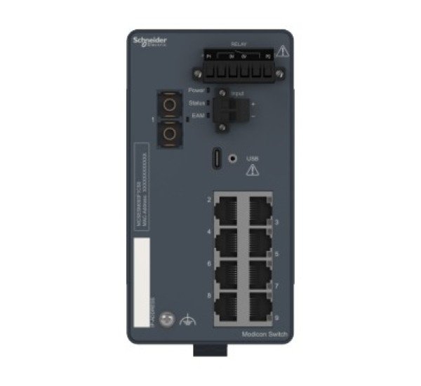 Schneider Electric ConneXium MCSESM093F1CS0 – 9-Port Managed Switch (8×RJ45 + 1×SC)