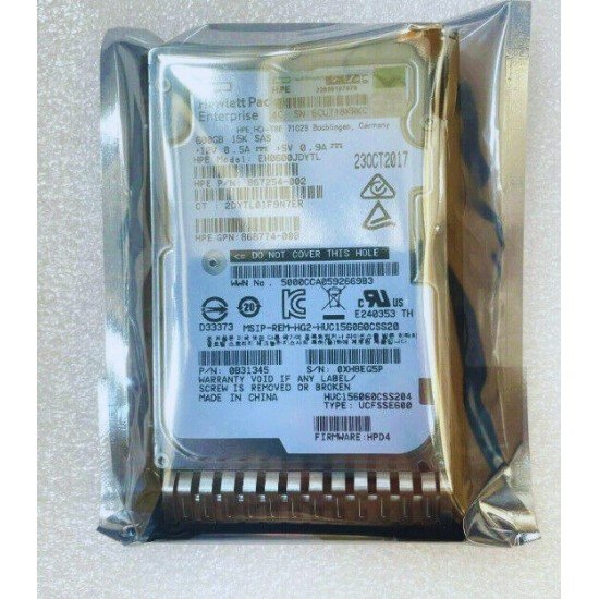 HPE 870757-B21 600GB SAS 12G 15K Enterprise Server HDD